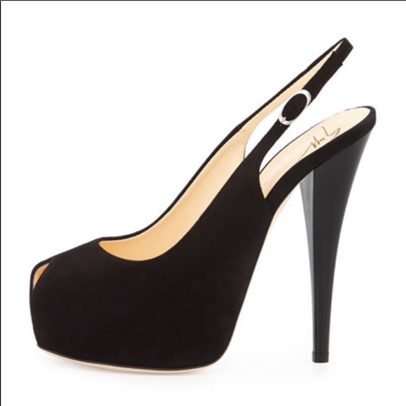 Giuseppe Zanotti Shoes - Giuseppe Zanotti black suede peep toe 5 in heels
